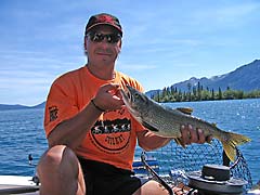 Fishing Guide with a nice Lake Trout on Tagish Lake